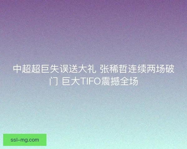 中超超巨失误送大礼 张稀哲连续两场破门 巨大TIFO震撼全场